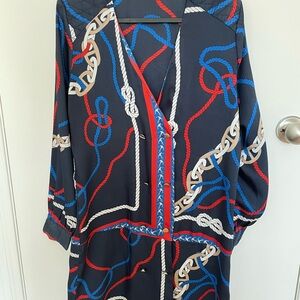 Zara Black Dress with Red and Blue Rope Pattern
